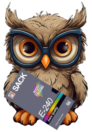 Play Retro Quick Sack — owl with VHS tape logo